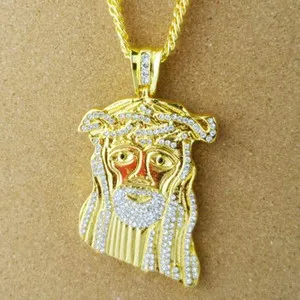 Authentic 32'' Crystals Pendant Necklace Gold Plated Hip Hop