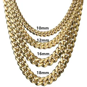 Authentic Mens Miami Cuban Link Chain Necklace Bracelet Gold Plated Jewelr