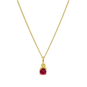 Authentic Gold Plated Sterling Silver 4mm Ruby CZ Birthstone Necklace 14-32 Inches