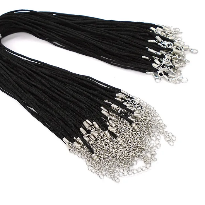 Authentic Zxz 20Pcs Black 2Mm Round Satin Silk Cord Necklace With Lobster Extension Chain 16- 32 Lead & Nickel Free