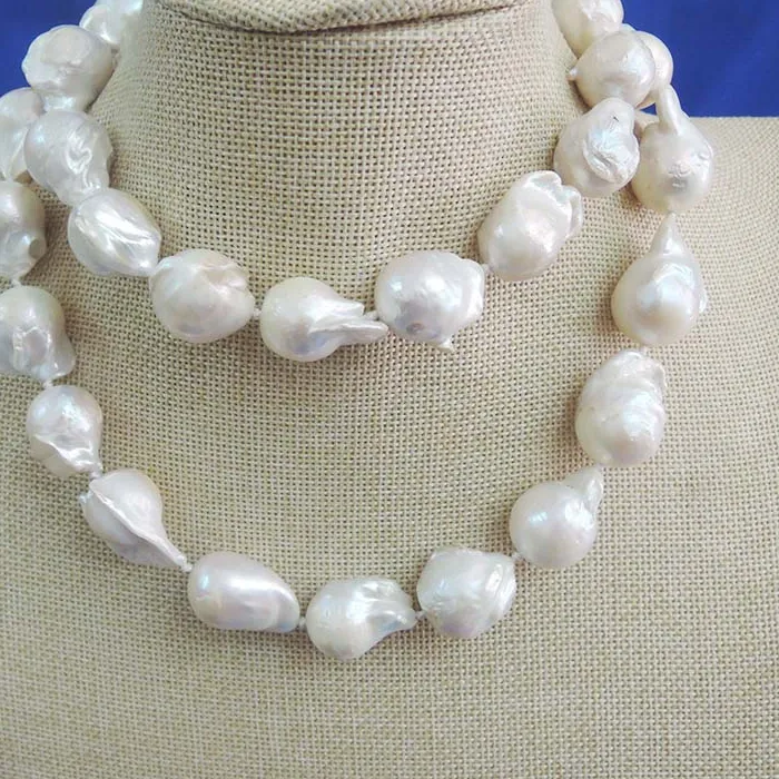 Authentic 100% NATURE FRESHWATER Baroque PEARL long NECKLACE-big pearls,baroque shape pearl -13 mm-16 mm length 15-25 mm