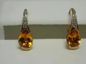 Authentic Golden Citrine Tears of the Sun — Pear-Cut Dangle Earrings