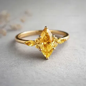 Authentic Lab Created Citrine Ring, Base Metal: Finish: Gold Plated, For Her