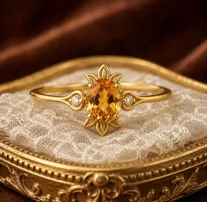 Authentic Solar Radiance Citrine Talisman Ring – Gold‑Plated Aura of Abundance for Her