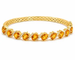 Authentic Sunlit Citrine Harmony Bracelet – 925 Silver & 14K Gold‑Plated Moissanite Talisman