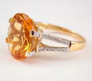 Authentic 2.50Ct Oval Lab-Created Citrine Solitaire Engagement Ring 14K Yellow Gold Plated