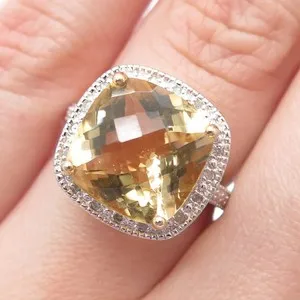 Authentic Celestial Harmony Ring: Sterling Silver, Gold Plated, Diamond & Citrine