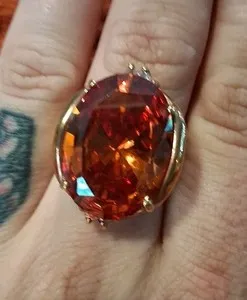 Authentic Vintage 18k Gold Plated Citrine Ring Size 10