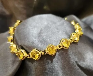Authentic Solar Radiance Citrine Gold-Plated Tennis Link Bracelet - Aura Amplifier