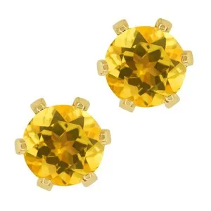 Authentic Sunfire Citrine Radiance: Gold‑Plated 1.40 Ct Stud Earrings