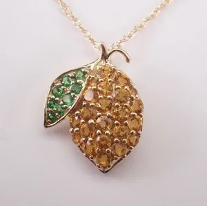 Authentic Solar Radiance Citrine Lemon Talisman - 2Ct Lab‑Created Sunstone on 14K Gold‑Plated Chain