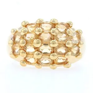 Authentic Sterling Citrine Cluster Cocktail Ring - 925 Gold Plated Oval Cut 2.40ctw Size 9