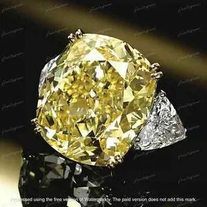 Authentic Radiant Citrine Sunstone Ring - 4ct Cushion Cut, Gold-Plated 14K White Gold, Lab-Crafted Brilliance