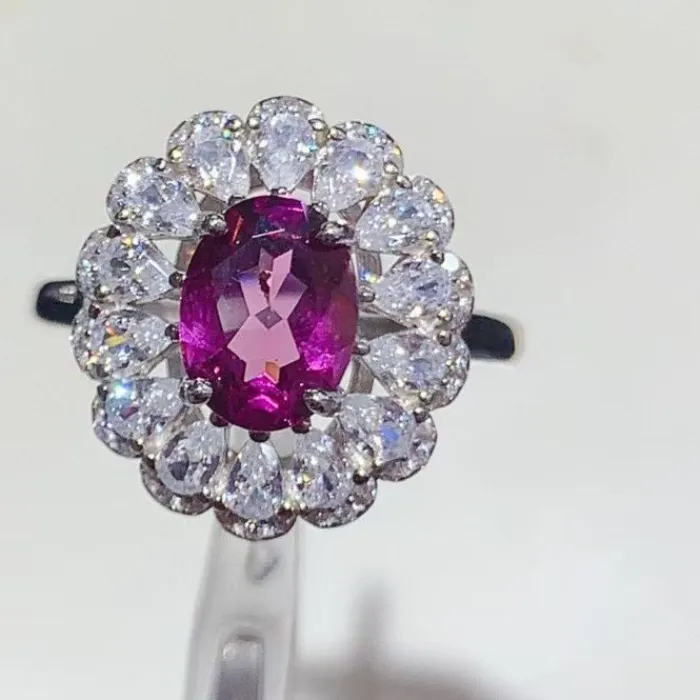 Authentic Sparkling 925 Silver Gemstone Ring 6Mm 8Mm 1Ct Natural Garnet Ring With Certificate Genuine Pyrope Garnet Jewelry