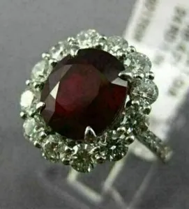 Authentic Crimson Halo: 4ct Lab-Grown Red Garnet Ring of Passion & Protection