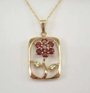 Authentic 1.30CT Round Cut Simulated Red Garnet 925 Silver Gold Plated Chain Pendant 18"