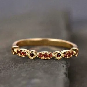 Authentic Crimson Covenant: Red Garnet Half‑Eternity Ring of Love & Protection