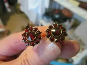 Authentic 2Ct Round Cut Lab-Created Red Garnet Women's Stud Earring 14K Yellow Gold Plated