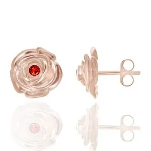 Authentic Crimson Ember Talismans: Rose Gold Garnet Studs