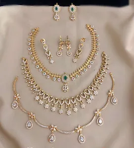 Authentic Gold-plated stone studded combo necklace set
