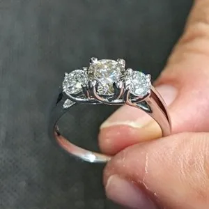 Authentic The Eternal Bond: Moissanite's Radiant Three-Stone Engagement Ring