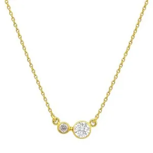 Authentic 18K Gold Plated Two-Stone Necklace with Sparkling Accents TGN1007