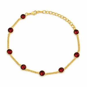 Authentic Adjustable Elegant Briolette Stone 18K Gold Plated Chain Bracelet TGB1009