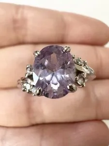 Authentic 18k Gold Plated Purple Clear Stone Ring Size 7