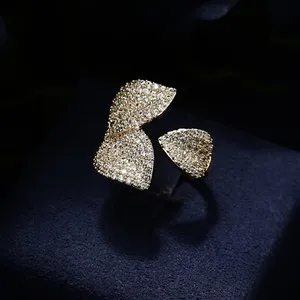 Authentic Celestial Leaf Amulet Ring - 18k White Gold Plated with Swarovski Crystal