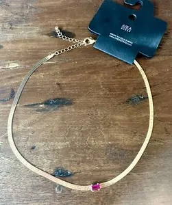 Authentic Necklace Pink Stone Gold Plated