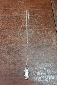 Authentic 18K GOLD PLATED PENDANT WHITE STONE W 8 INCH CHAIN