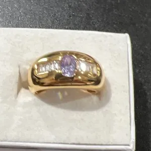 Authentic ring CZ size 6 purple stone gold plated Dolphin Orr