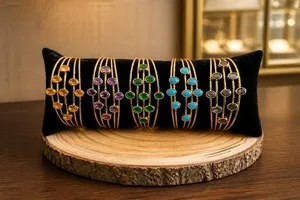 Authentic 22k gold plated,color zircon stone bracelet.