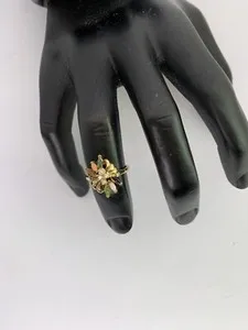 Authentic Genuine Stone Ring Gold Plated Size 7.5-8 Multi Color