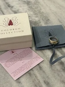 Authentic Goldbug Collection Scattered Stone Dome Ring Gold Plated over 925 sz 8