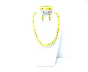 Authentic Round Yellow Stone Quartz w/Gold Plated Spacer Bead Necklace/Bracelet/Earrings