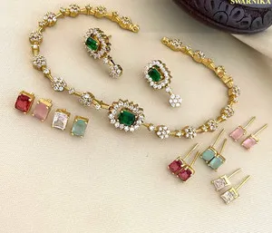 Authentic Gold Plated stone changeable necklace set
