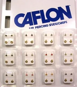 Authentic Lot of 12 Pairs--Choose Disign "CAFLON" Brand Made In USA Ear Piercing Earrings