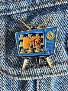Authentic Retro Style Gold Plated MTV television Enamel Pin - Excellent Condition