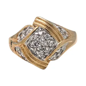 Authentic RETRO GOLD PLATED WHITE STONE CLUSTER SIZE 8 RING 5.4GR #1498