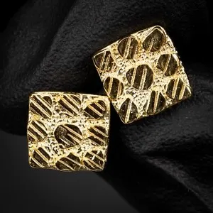 Authentic Celestial Nugget Geometry: 14K Gold-Plated Radiant Squares