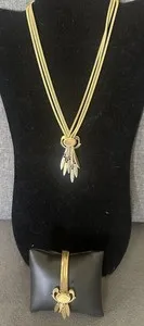 Authentic Vintage Monet Pricilla Set Necklace/ Bracelet Gold Plated 1953 Book Piece Retro