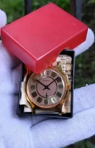 Authentic NOS Pobeda watch mechanical watch soviet watch black watch retro Gold Plated