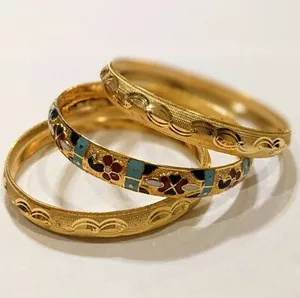 Authentic Celestial Resonance Bangle Set - 22k Gold-Plated Harmony Trifecta