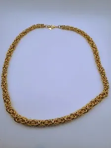 Authentic Retro Gold Plated Byzantine Style Heavy Chunky Layering Chain link Necklace