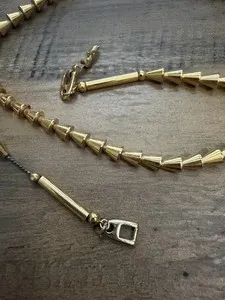 Authentic Napier . Vintage / Retro . Gold-Plated Geometric / Triangle / Cone 30” Necklace