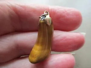 Authentic ANTIQUE VINTAGE GOLD PLATED RETRO TIGERS EYE CRYSTAL FOB CHARM PENDANT NECKLACE