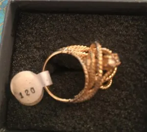 Authentic Womens Ring Retro Filigree 10ct gold plated cci jewrlry size 4 Vintage 1990s