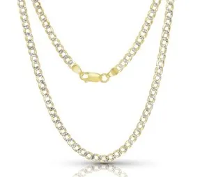 Authentic 14k Yellow Gold Plated Over Sterling Silver Curb Link 4MM Italian Chain Necklace