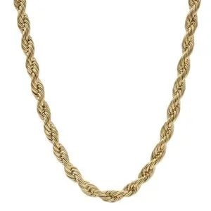 Authentic 6mm Gold Plated Rope Chain Necklace Men Women 18-30" Italian